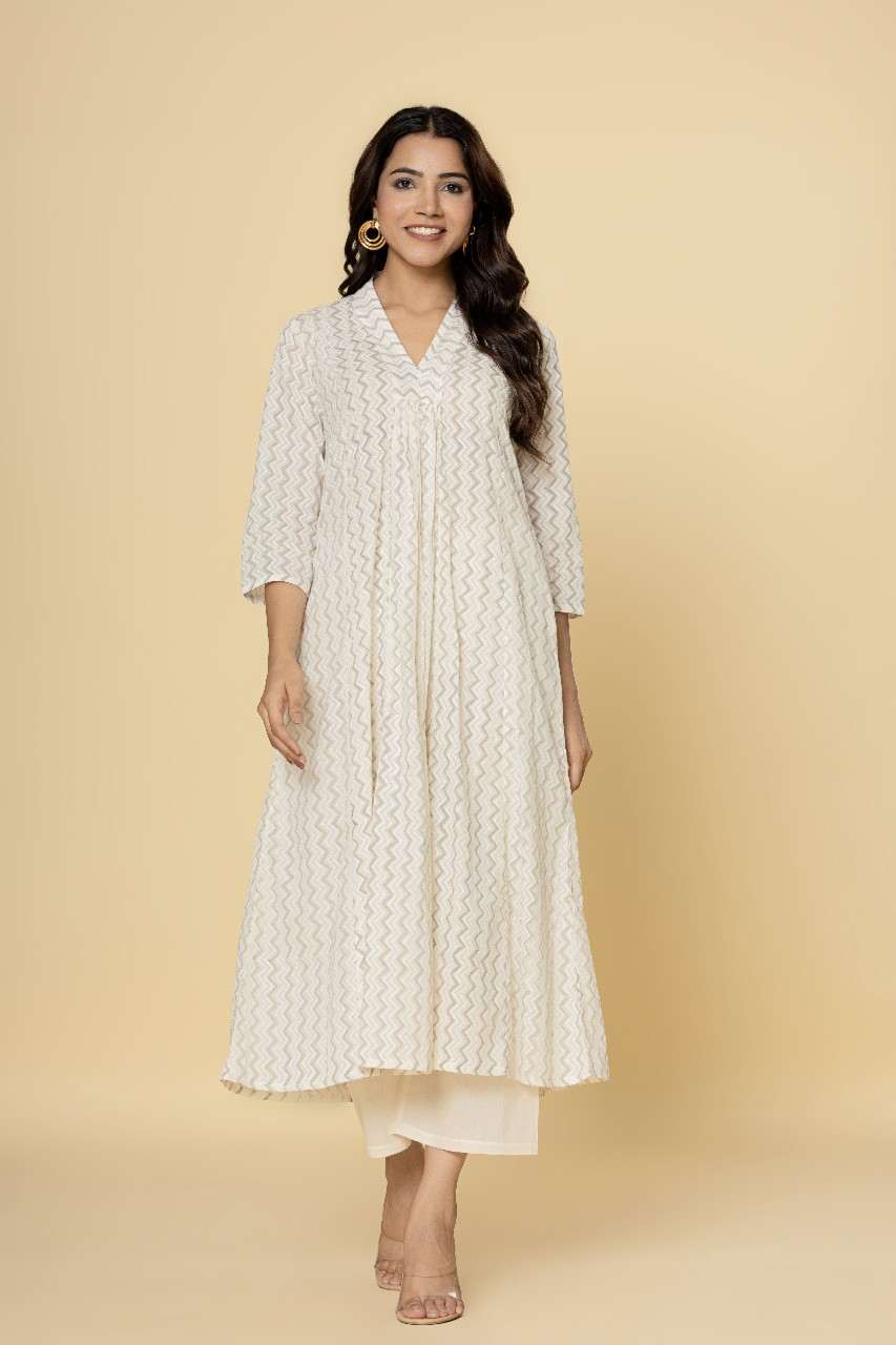 Naksh Off-White Khadi Printed Kurta And Pants(Set of 2)