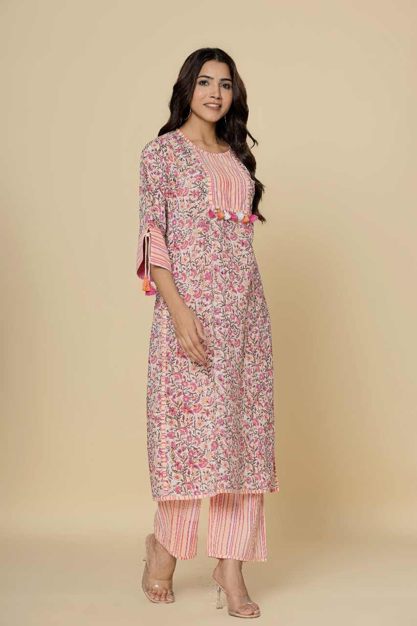 Naksh White Printed Straight Kurta With Pants (Set of 2)