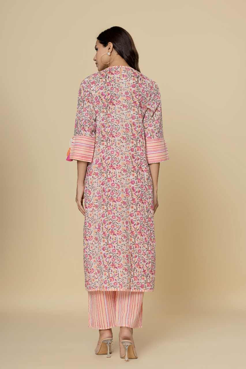 Naksh White Printed Straight Kurta With Pants (Set of 2)