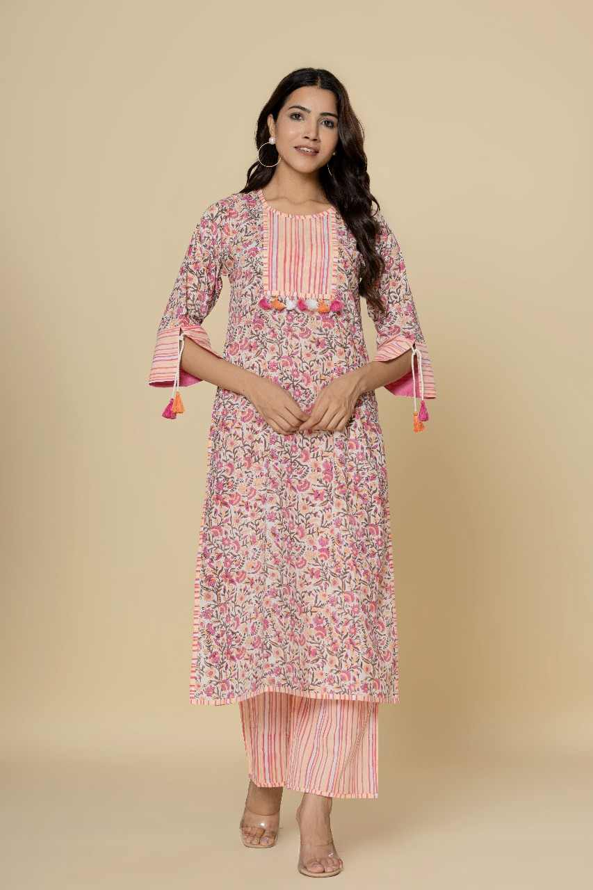 Naksh White Printed Straight Kurta With Pants (Set of 2)