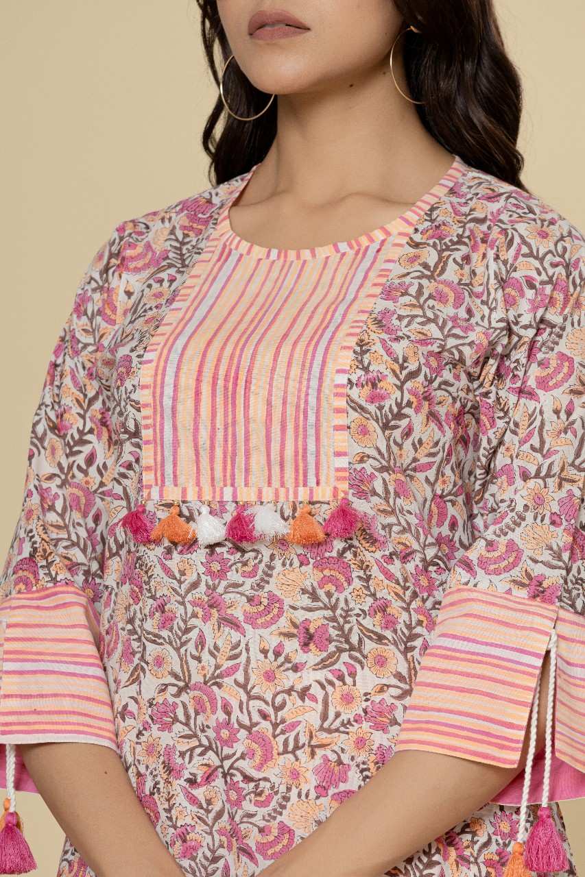 Naksh White Printed Straight Kurta With Pants (Set of 2)