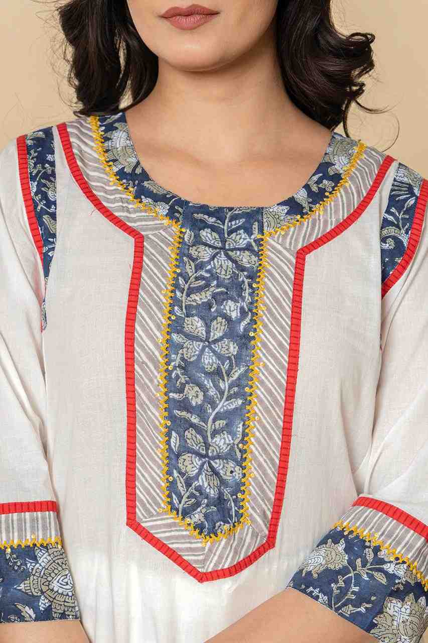 Naksh White Straight Kurta And Dupatta (Set of 2)
