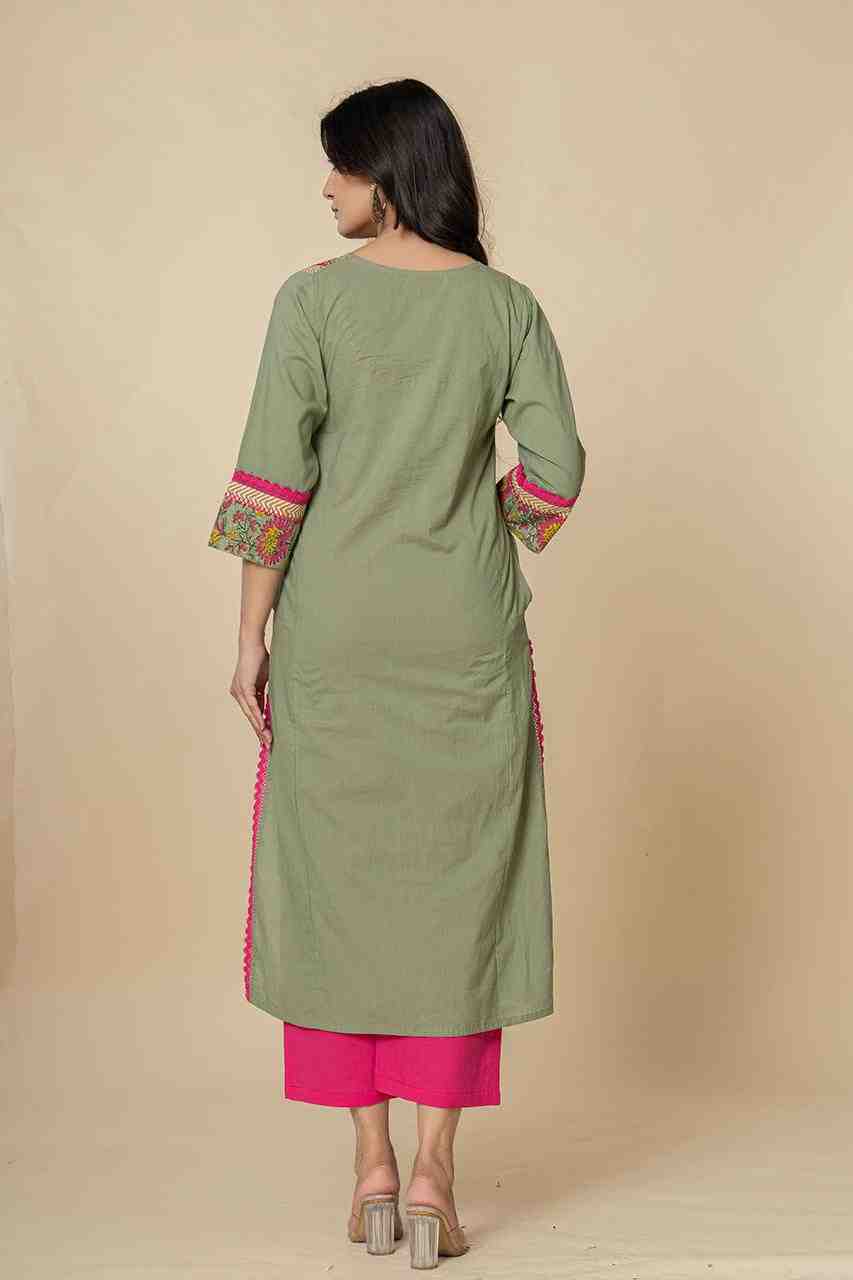 Naksh Fern Green Straight Kurta-Pants (Set of 2)