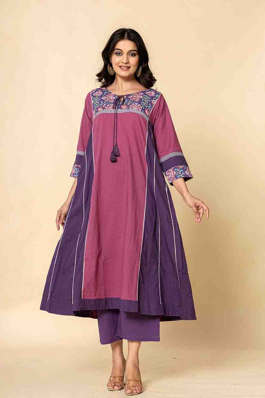 Naksh Purple-Pink Dual Tone Side Kalis Kurta And Pants (Set of 2)