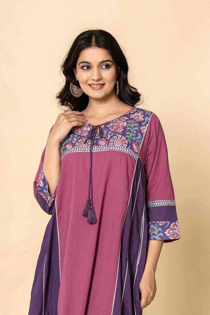 Naksh Purple-Pink Dual Tone Side Kalis Kurta And Pants (Set of 2)