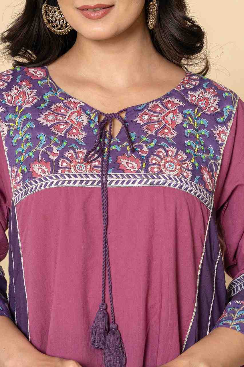 Naksh Purple-Pink Dual Tone Side Kalis Kurta And Pants (Set of 2)