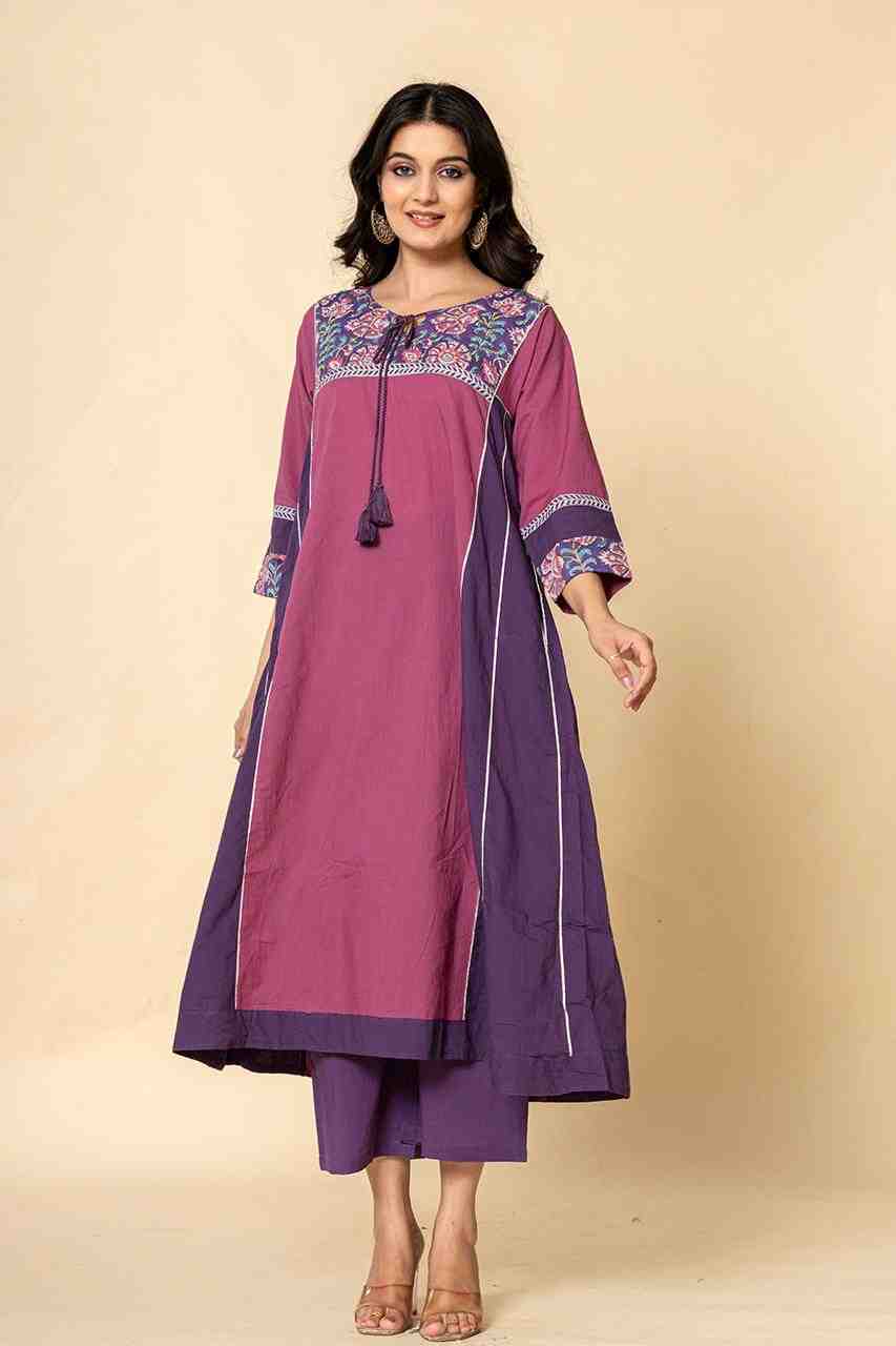 Naksh Purple-Pink Dual Tone Side Kalis Kurta And Pants (Set of 2)