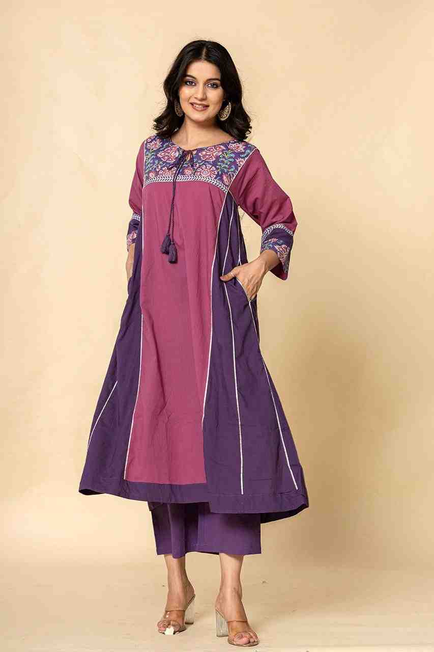 Naksh Purple-Pink Dual Tone Side Kalis Kurta And Pants (Set of 2)