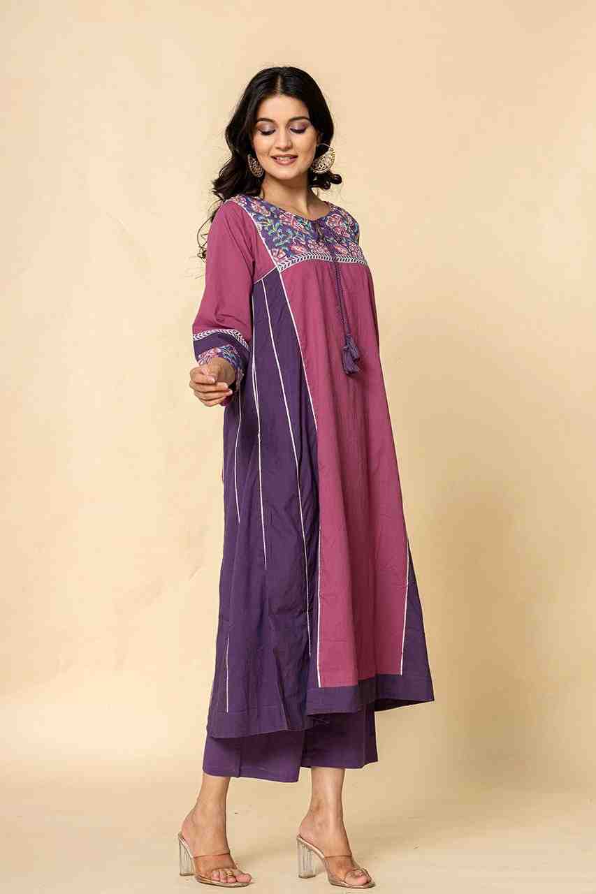 Naksh Purple-Pink Dual Tone Side Kalis Kurta And Pants (Set of 2)