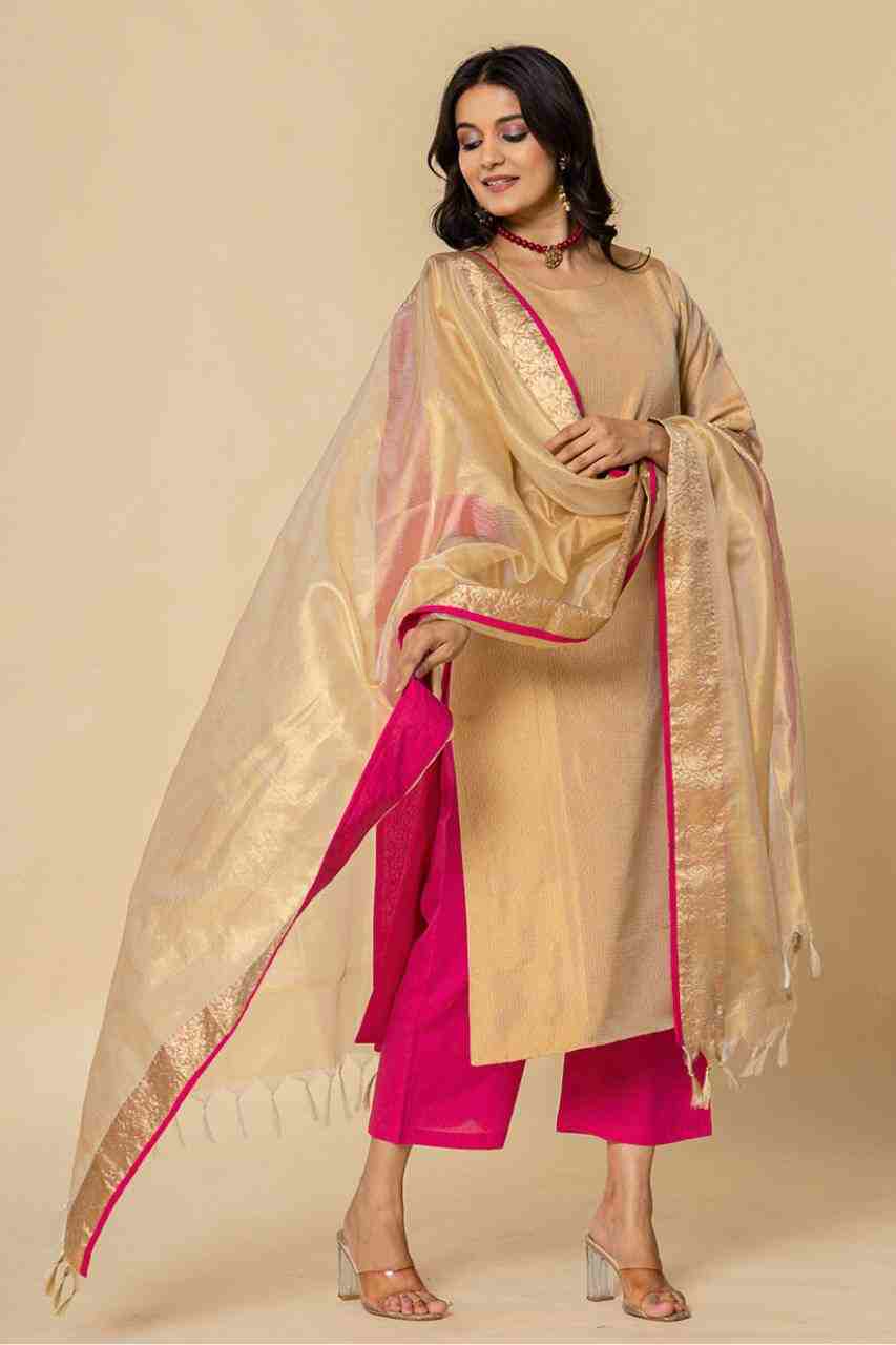 Naksh Golden Tissue Straight Kurta Set of 3