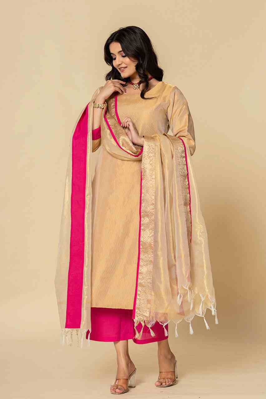 Naksh Golden Tissue Straight Kurta Set of 3