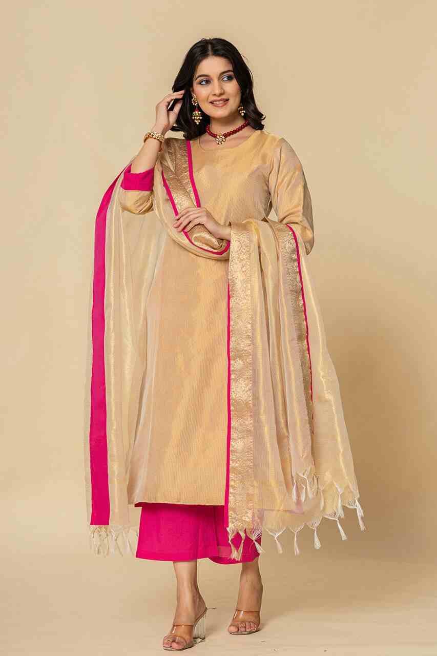 Naksh Golden Tissue Straight Kurta Set of 3