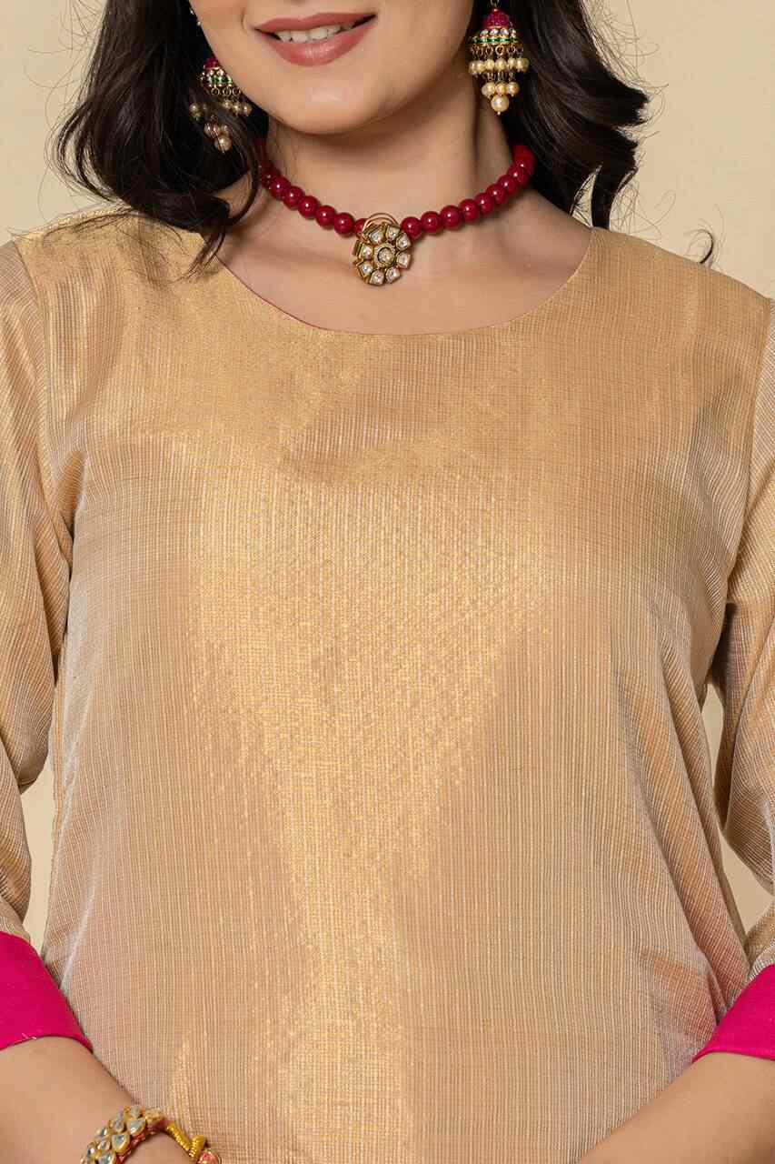 Naksh Golden Tissue Straight Kurta Set of 3