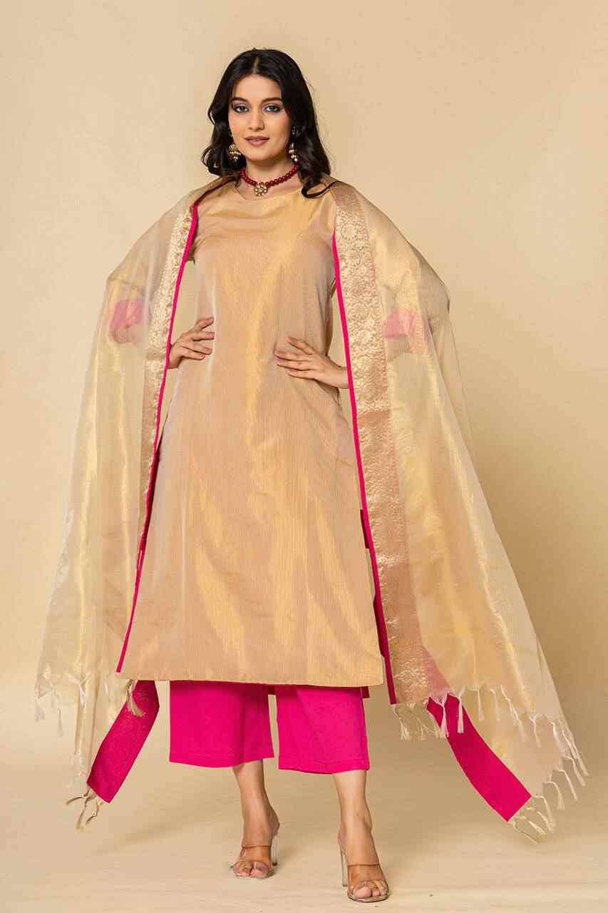 Naksh Golden Tissue Straight Kurta Set of 3