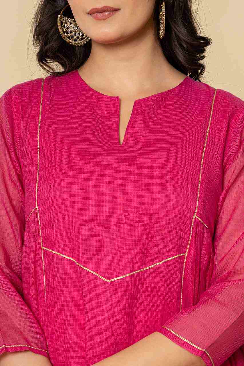 Naksh Rani Pink Pure Kota Doriya Kurta Set of 3
