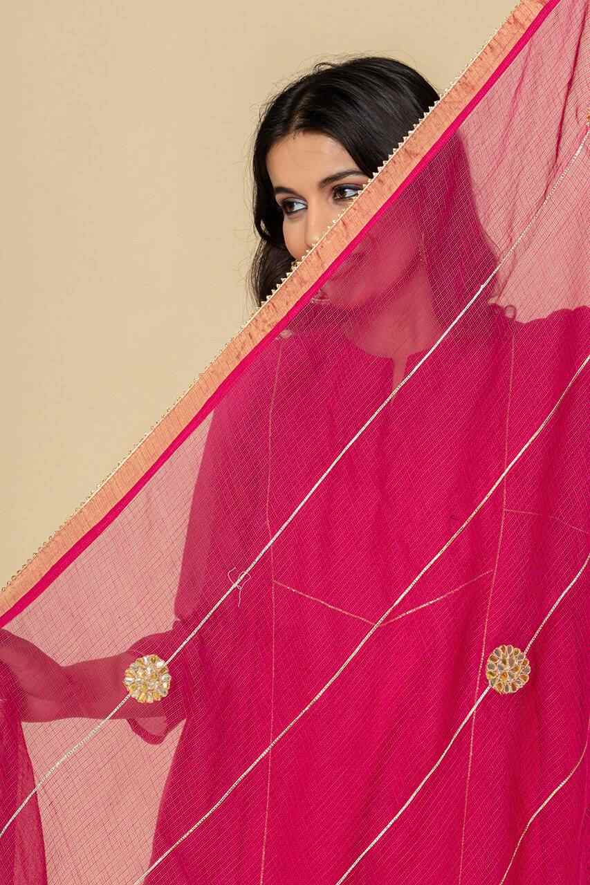Naksh Rani Pink Pure Kota Doriya Kurta Set of 3