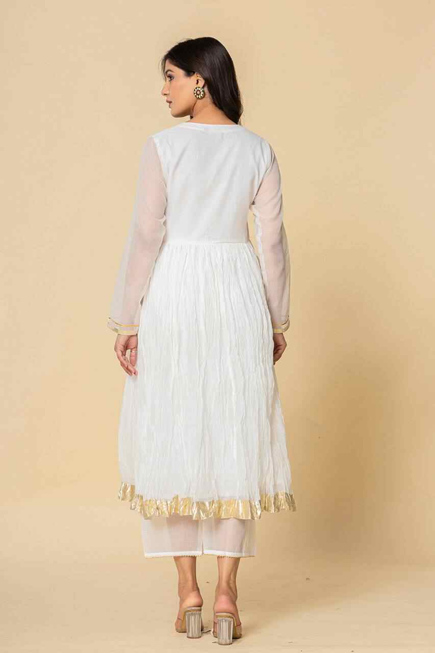 Naksh White Kota Doriya Gathered Kurta Set of 3
