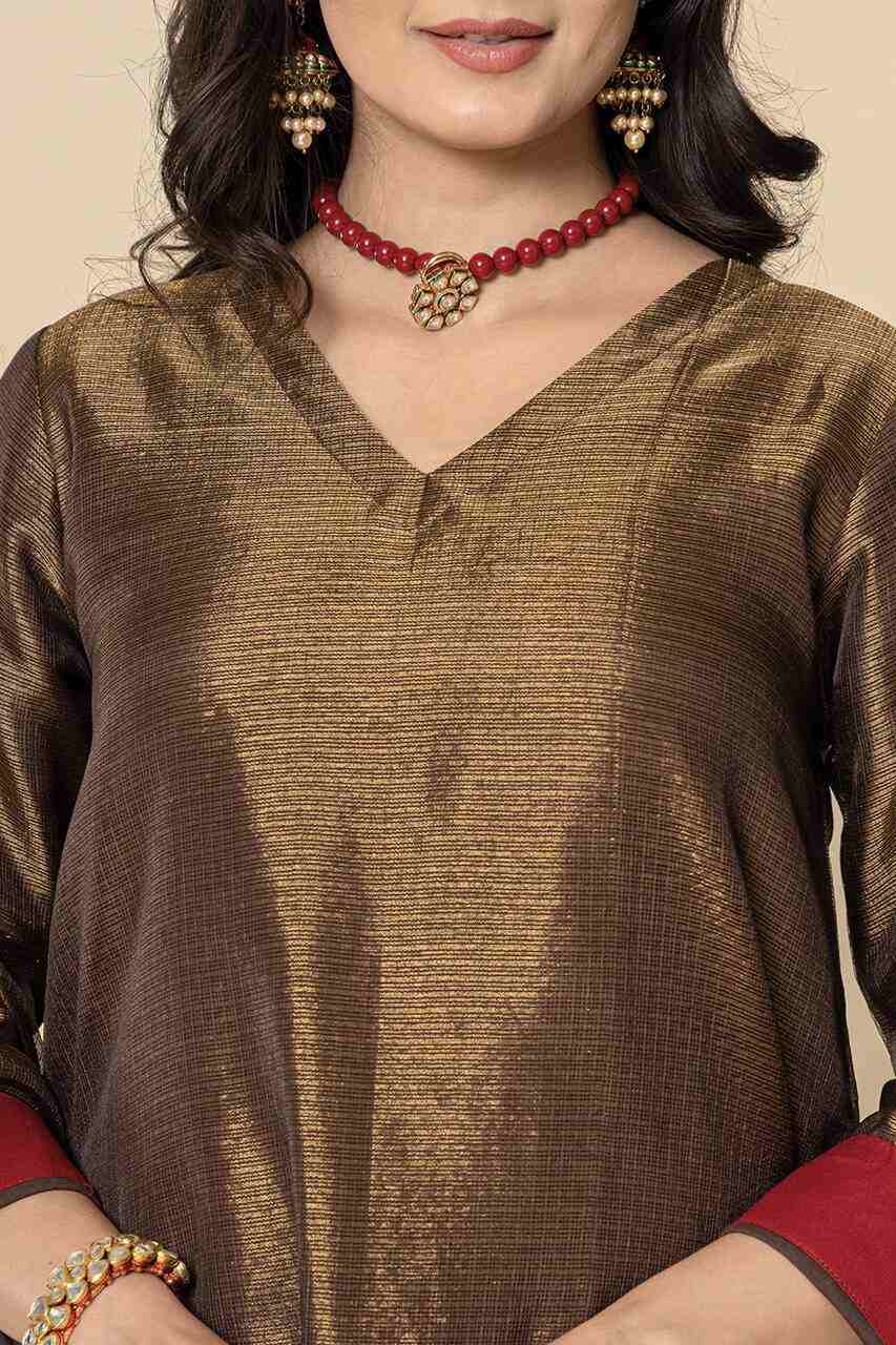Naksh Bronze Tissue A-Line Kurta Set of 3
