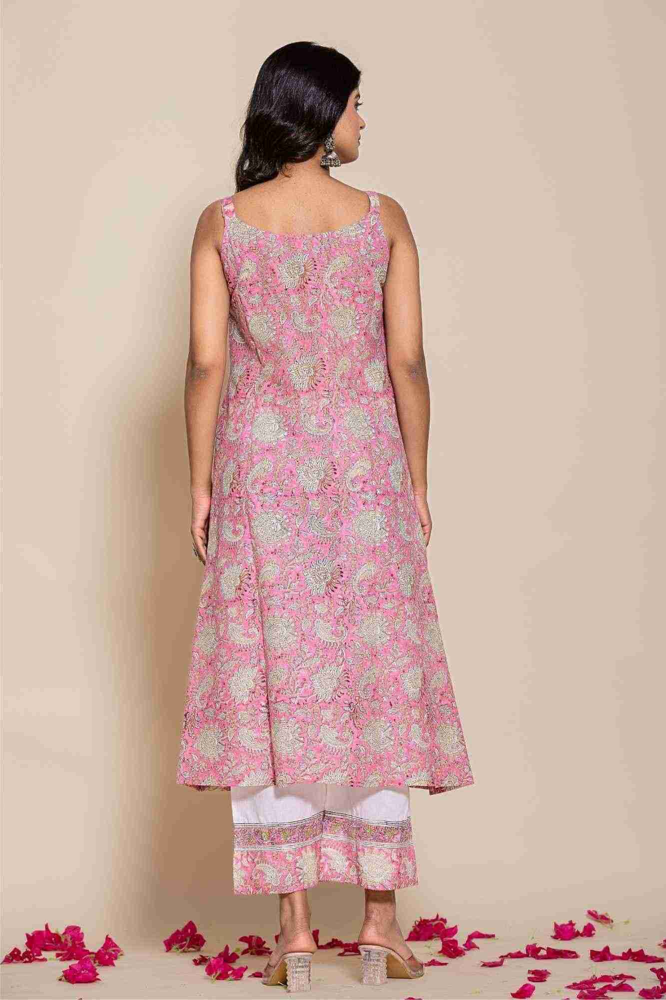 Naksh White Kota Doriya Kurta With Printed Inner And Pants
