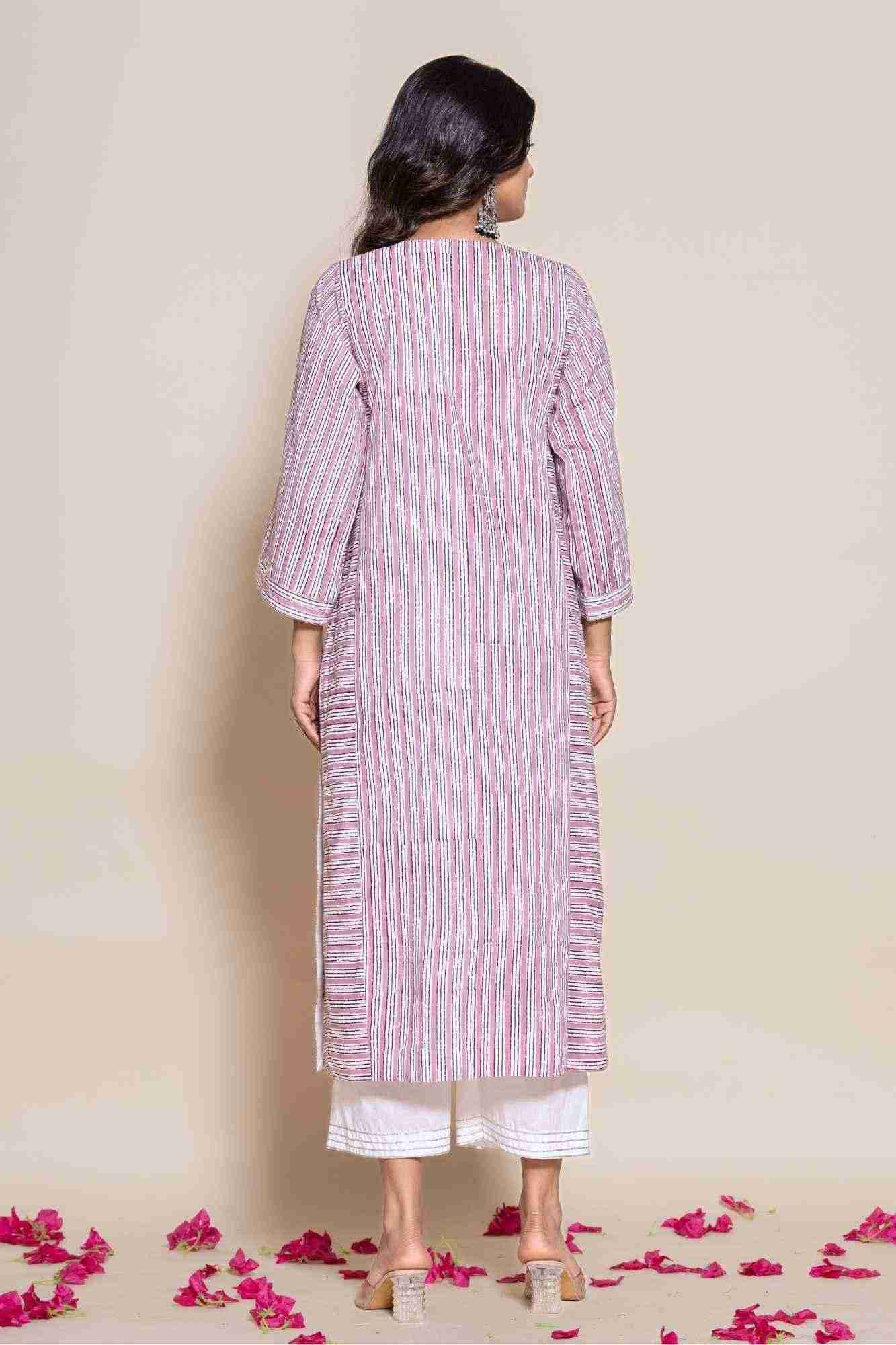 Naksh Cotton Onion Pink Kurta,Pants and Dupatta
