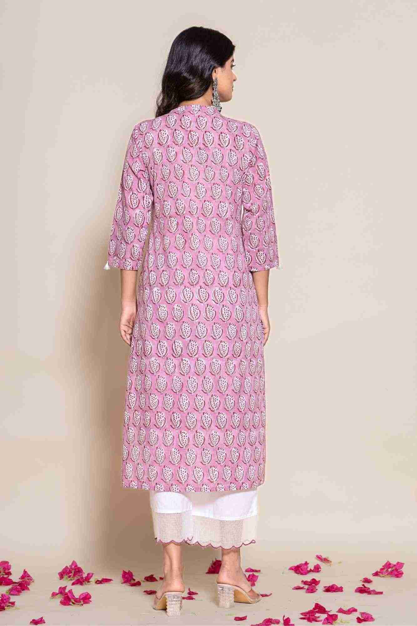 Naksh Cotton Onion Pink Cotton Kurta,Pants and Dupatta