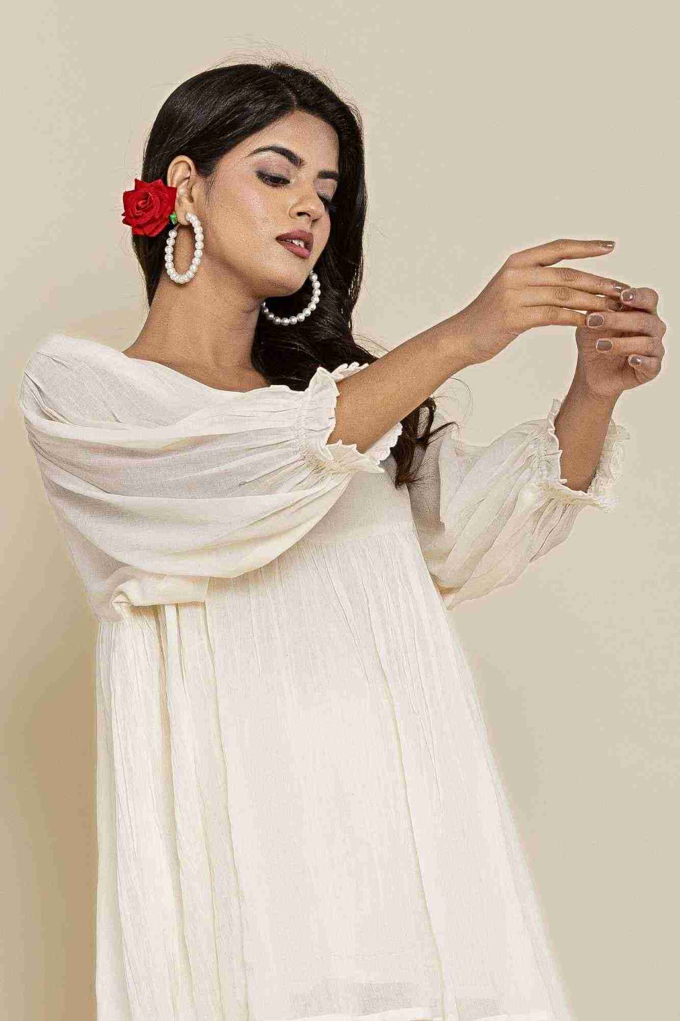 Naksh Kora Cotton Voile Gathered Kurta And Pants