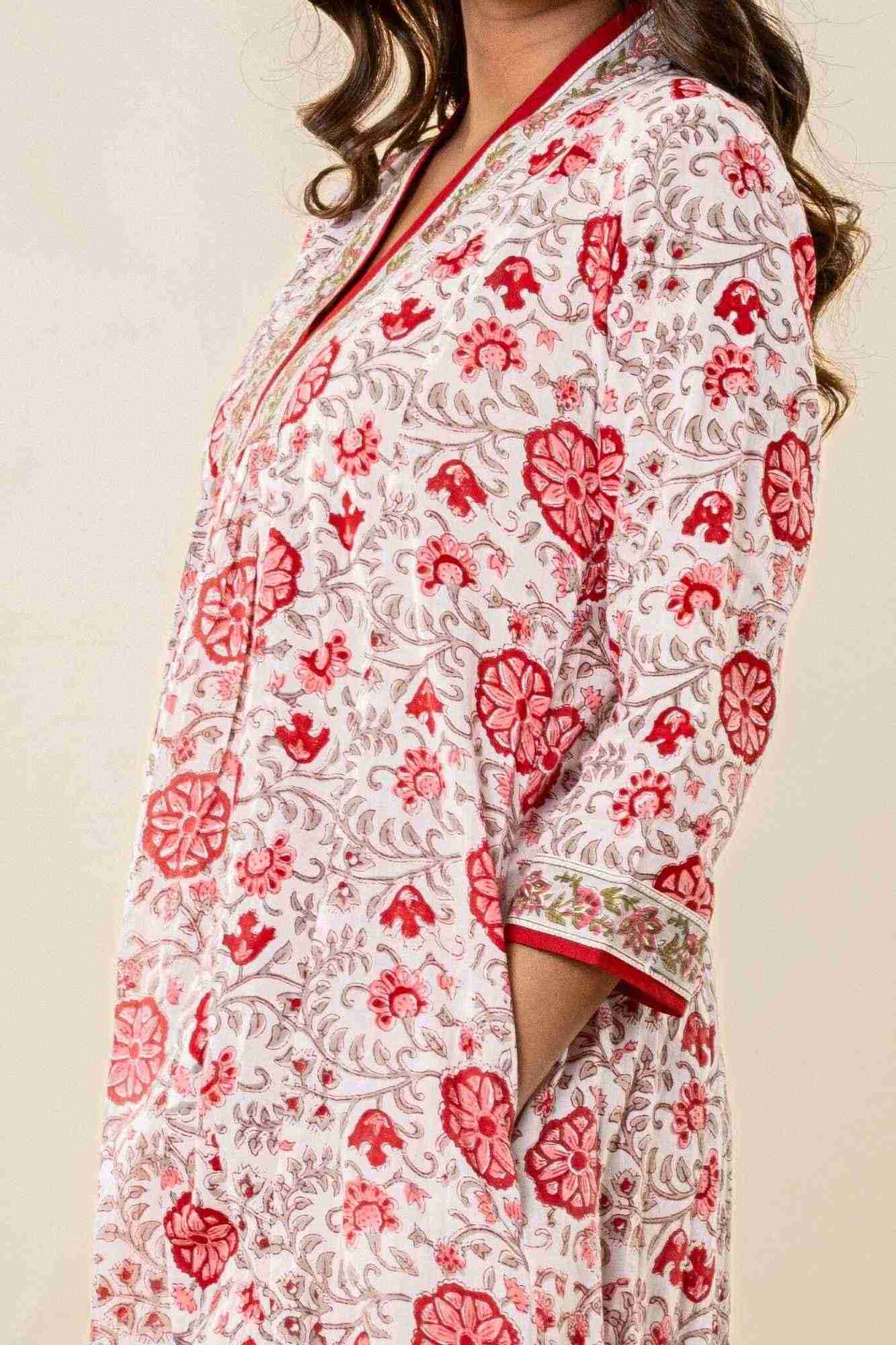Red Bloom Mul Mul Kurta Set (Set of 2)
