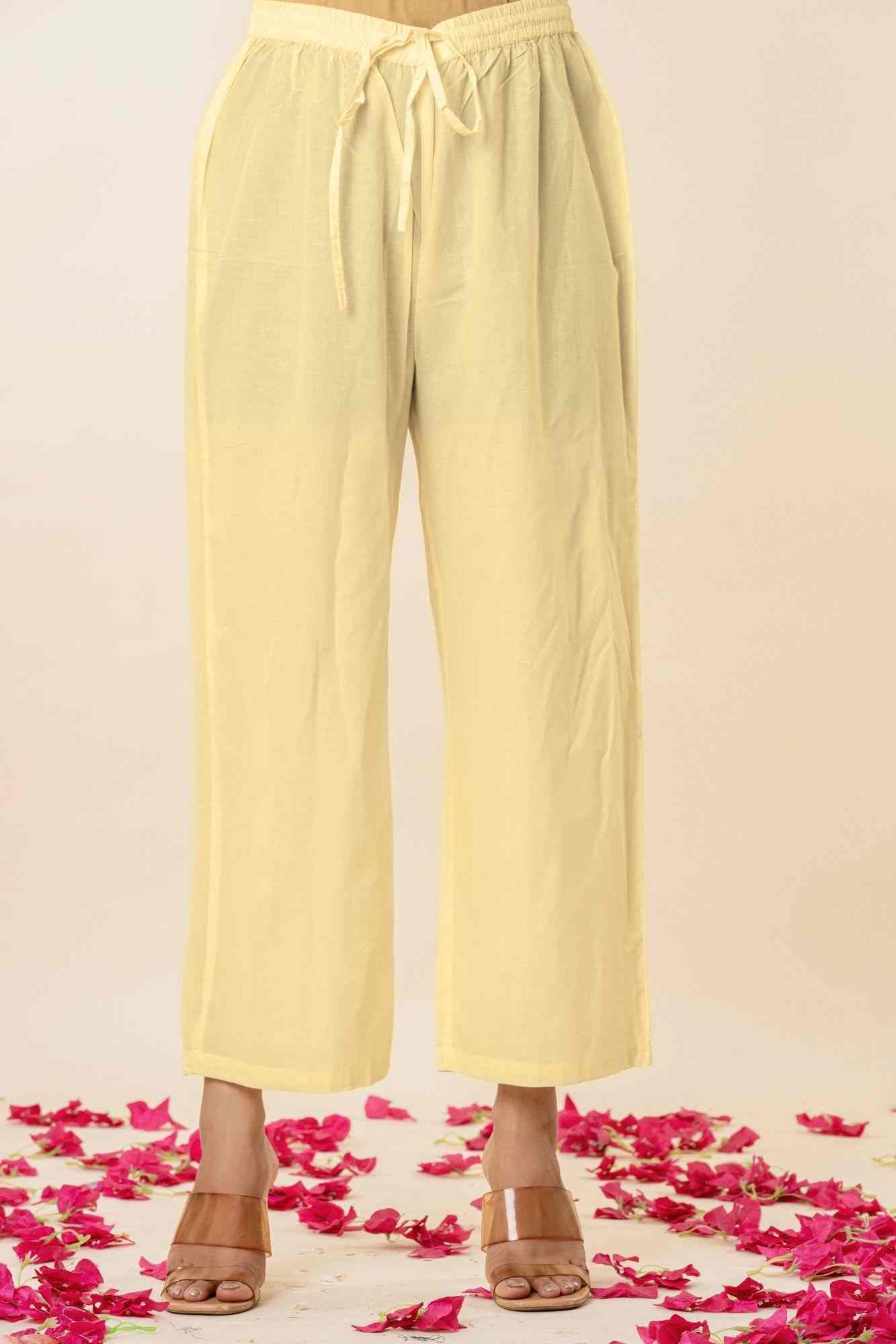 Pale yeloow Kota Doria Gota Patti Kurta Set