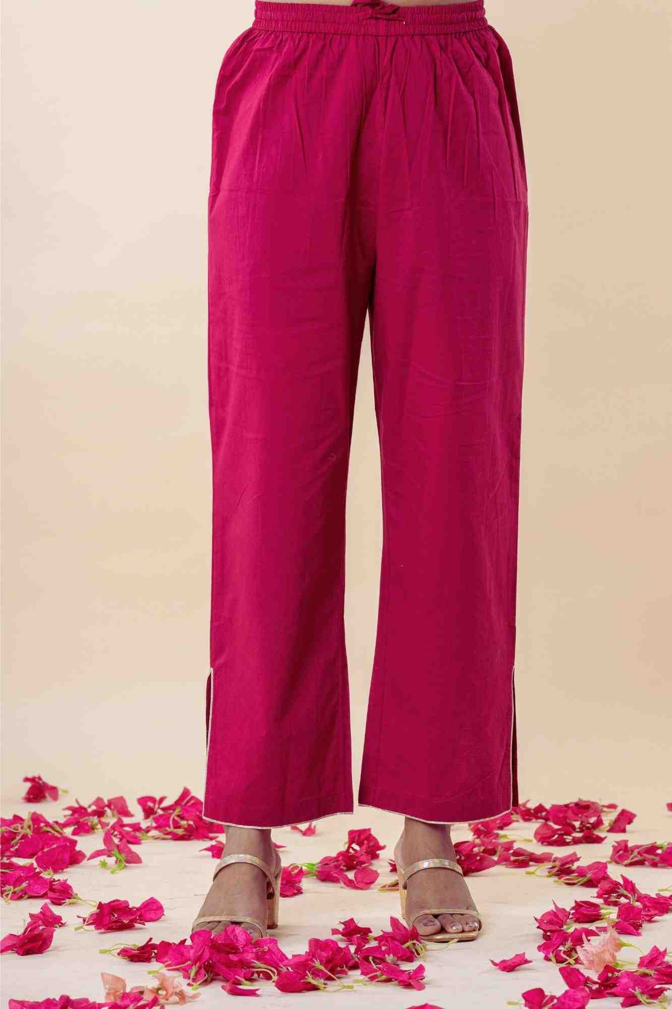 Deep Rose Zardozi Kurti Pant Set