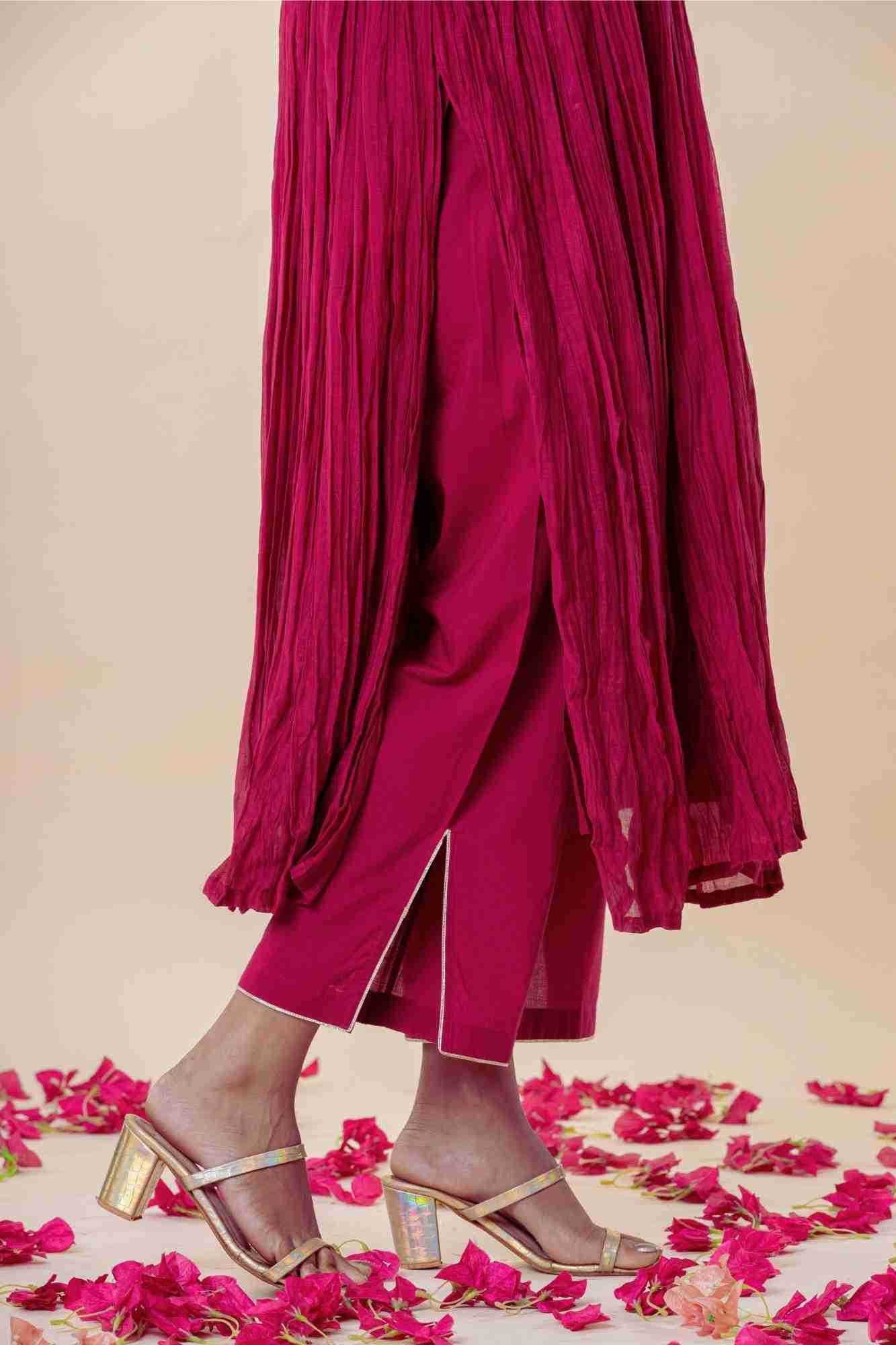 Deep Rose Zardozi Kurti Pant Set