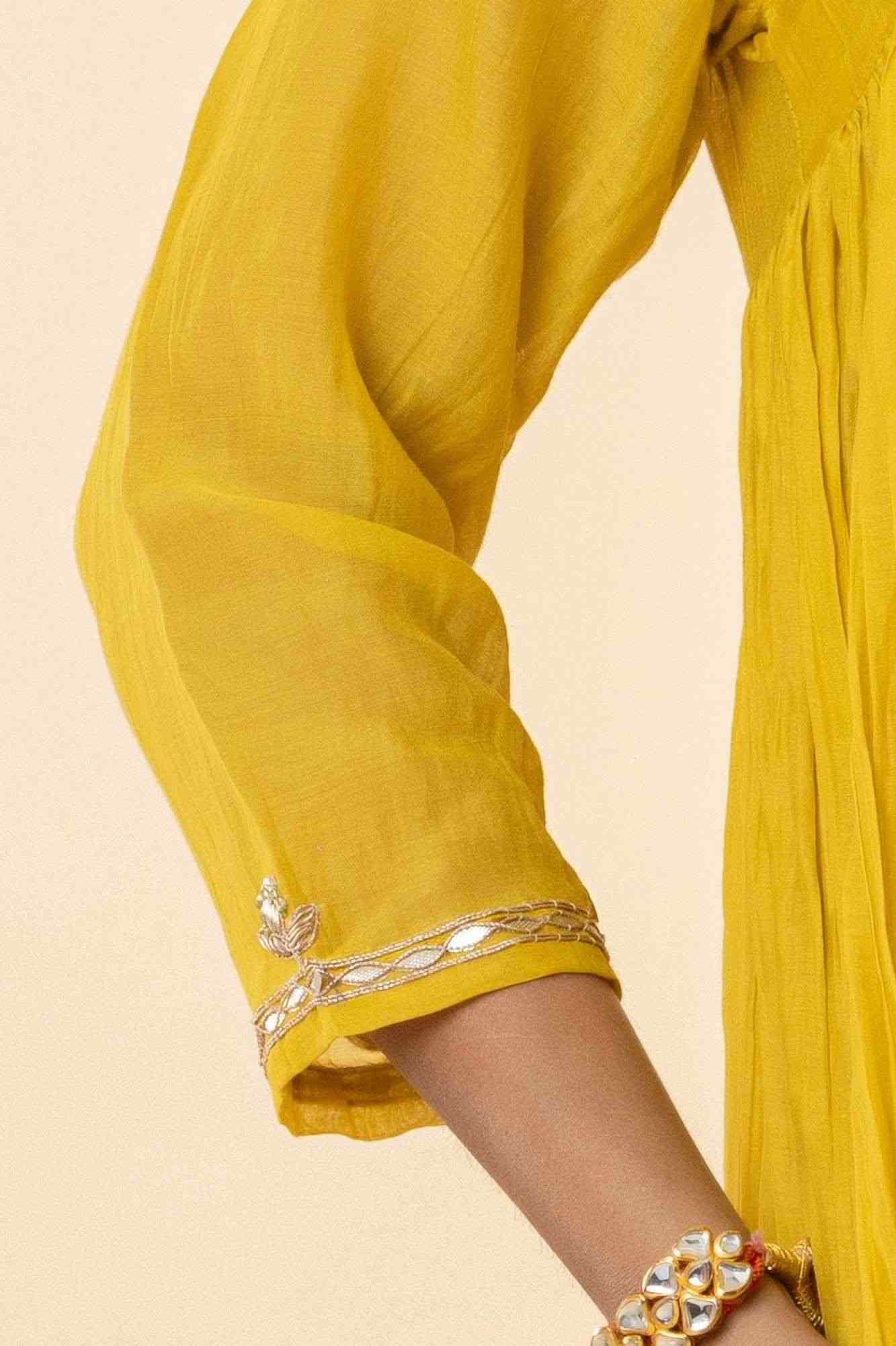 Sunlit Mustard Zardozi Kurti Pant Set