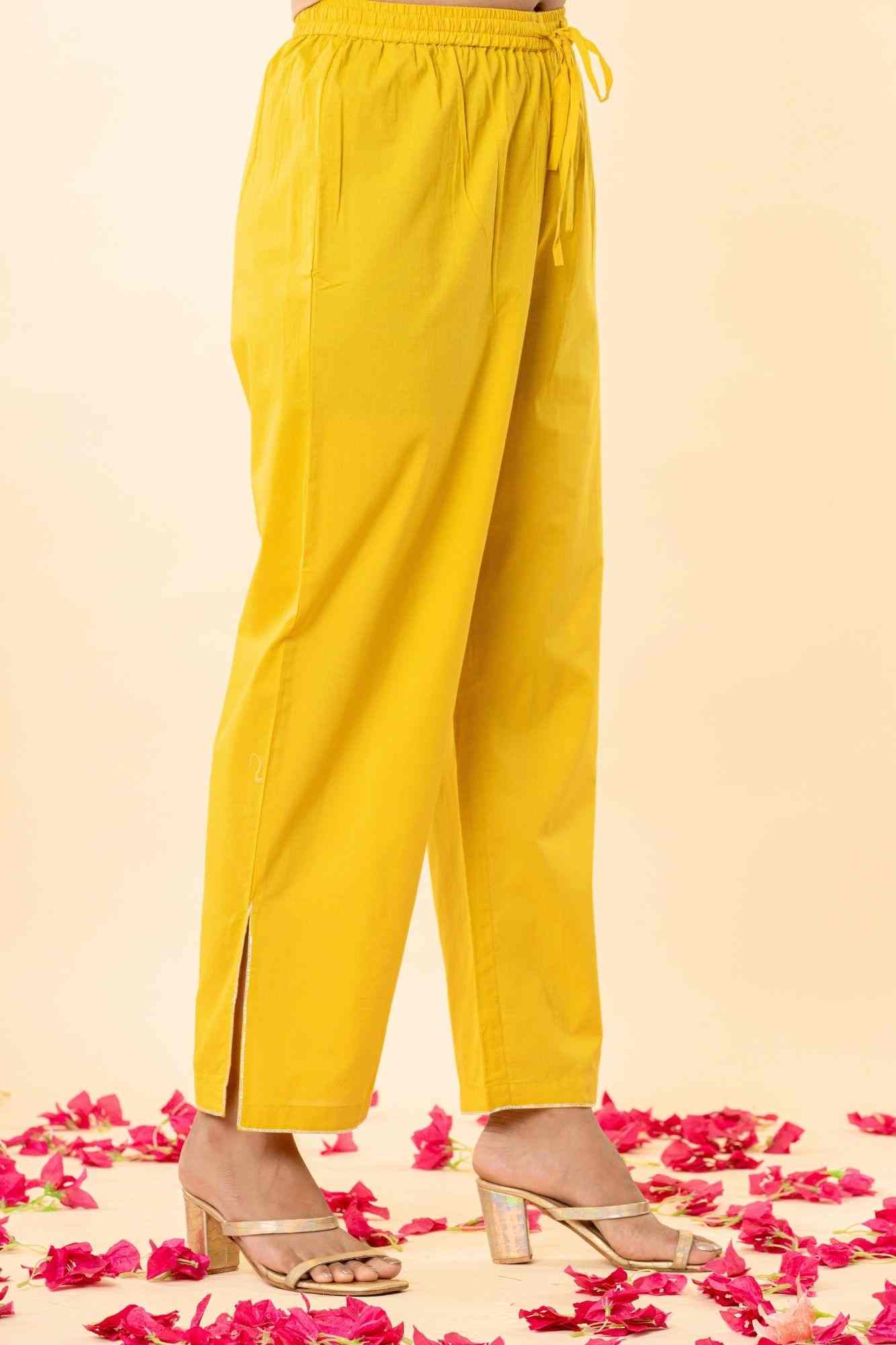 Sunlit Mustard Zardozi Kurti Pant Set