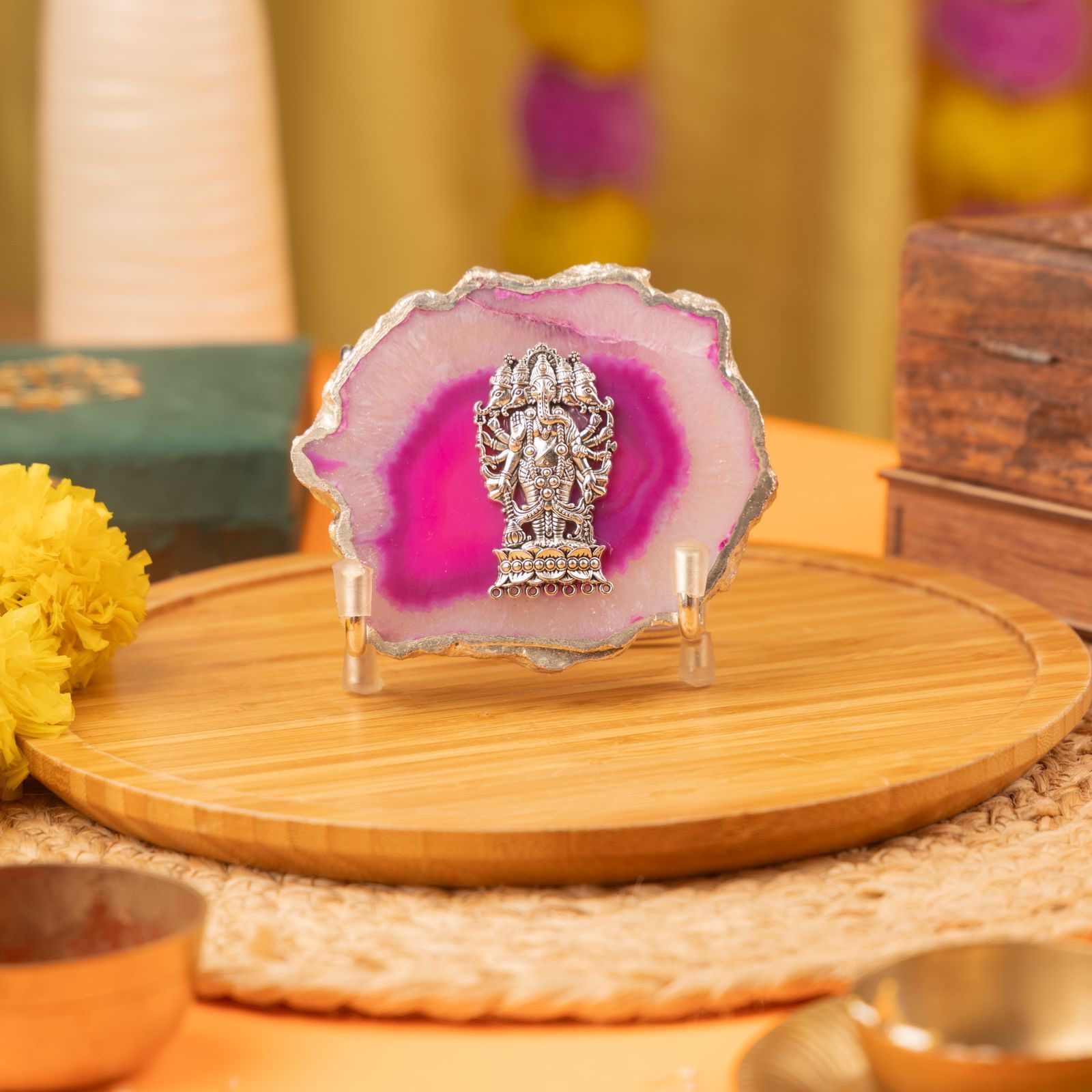 Sillver-Plated Agate Laxmi-Ganesha Collection