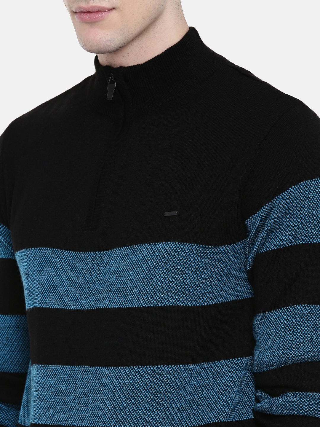 Men's Black Cotton Melange Sweaters