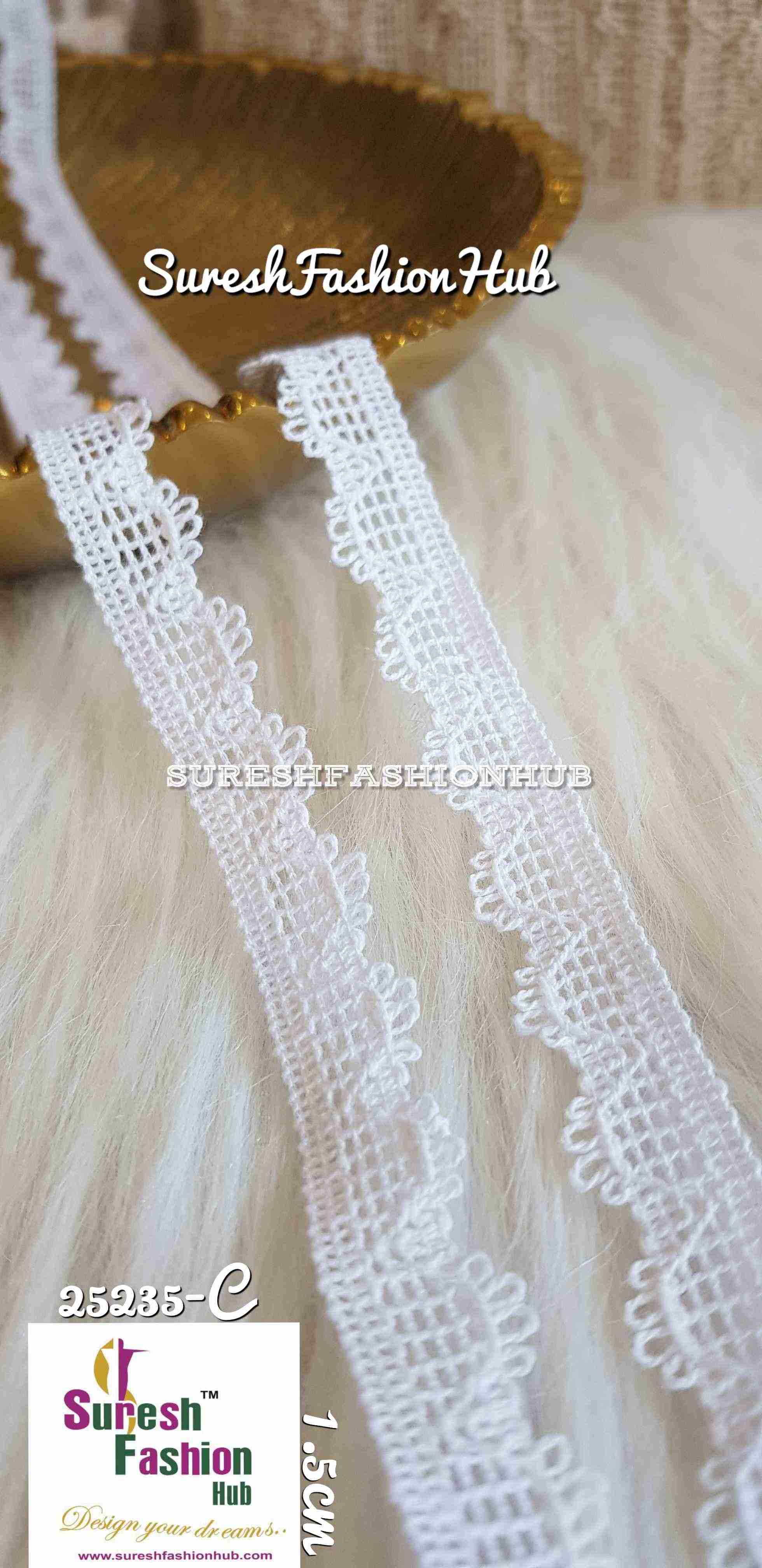Criss-Cross Designer White Crotchet Trim
