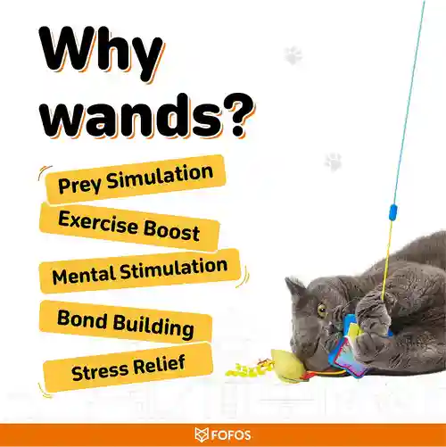 BarkButler Fofos Cat Wand Toy Replaceable Hungry Kittens