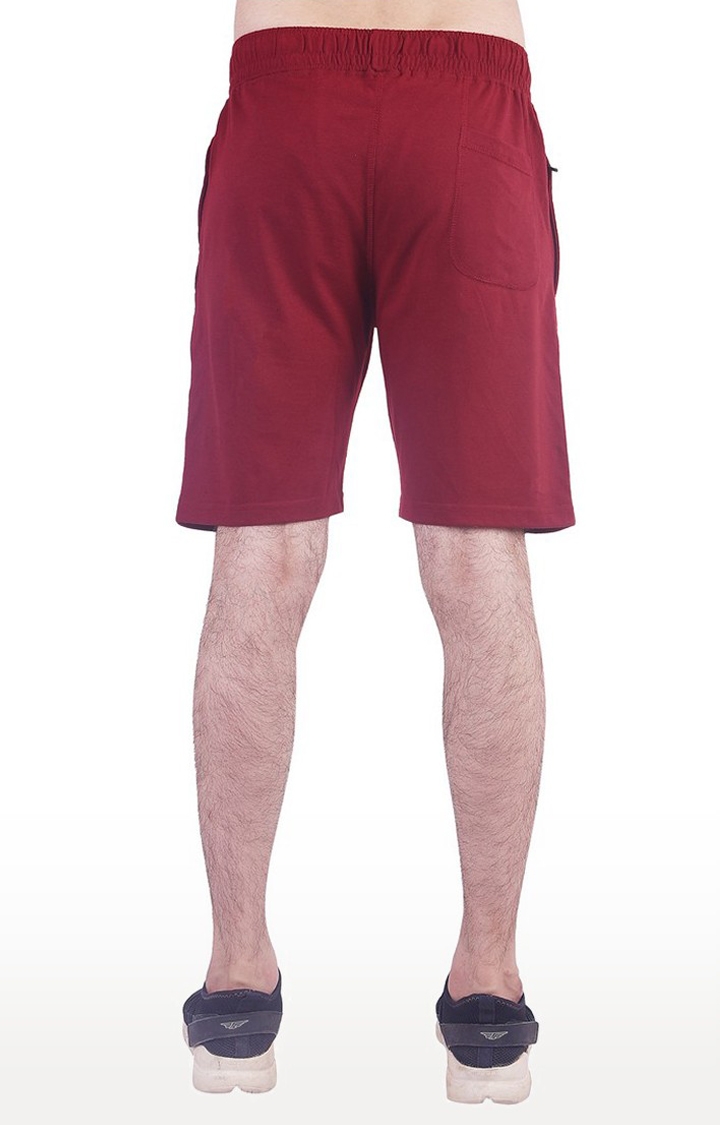 JAGURO | Maroon Cotton Solid Shorts 3