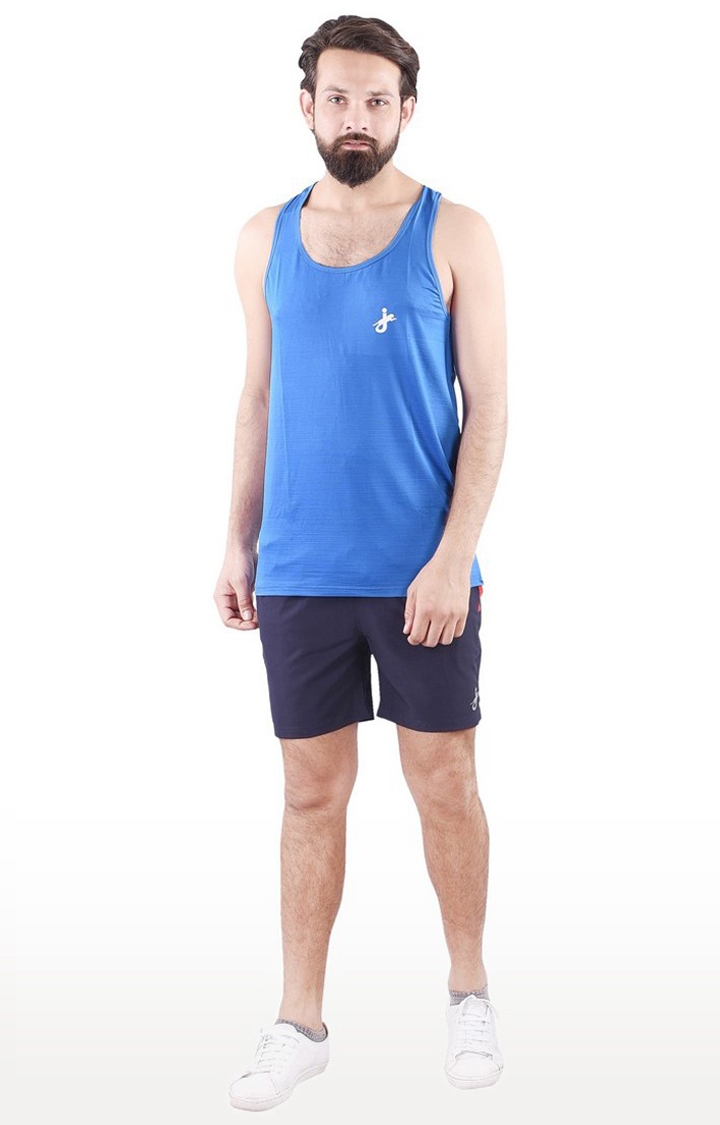 JAGURO | Blue Polyester Solid Activewear Shorts 1