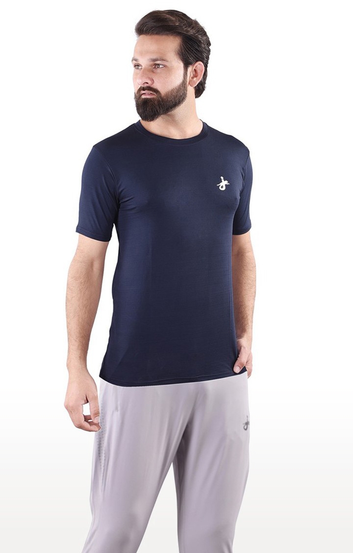 JAGURO | Blue Solid Activewear T-Shirt 3