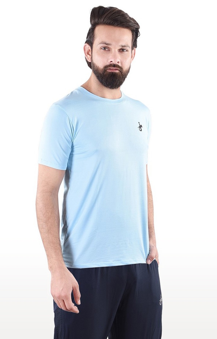 JAGURO | Sky Blue Solid Activewear T-Shirt 3