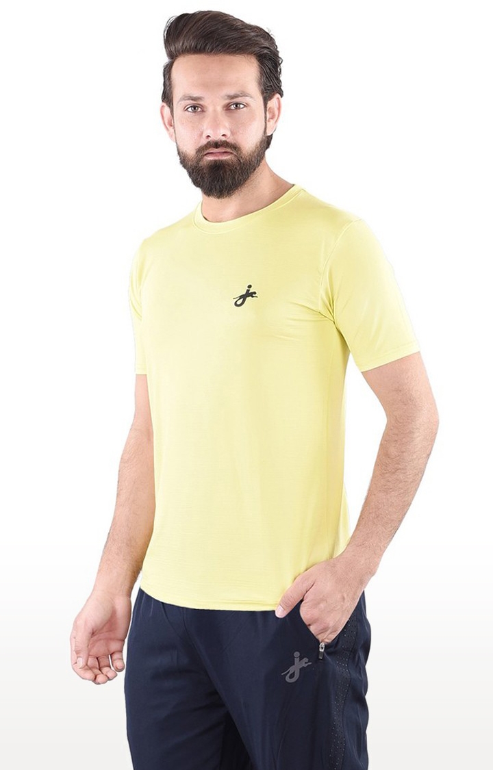 JAGURO | Yellow Solid Activewear T-Shirt 2