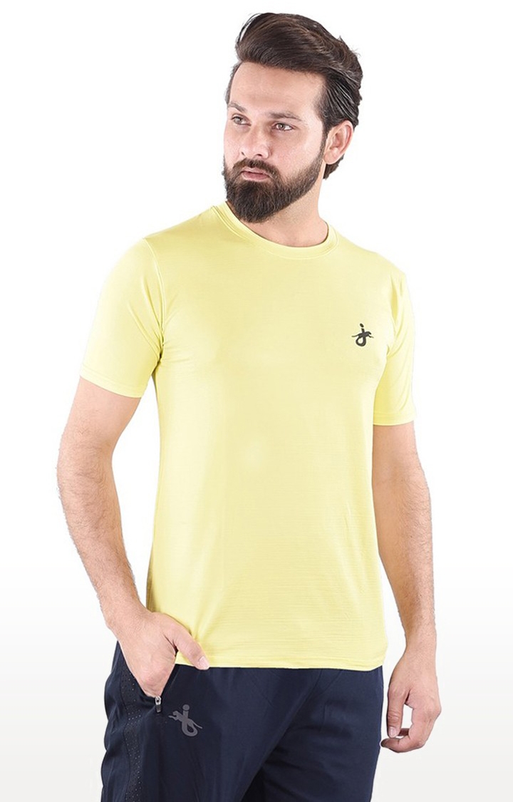 JAGURO | Yellow Solid Activewear T-Shirt 3