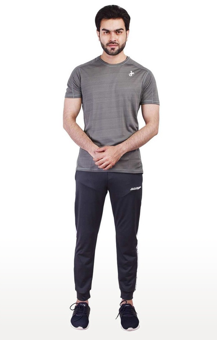 JAGURO | Grey Polyester Solid Joggers 1