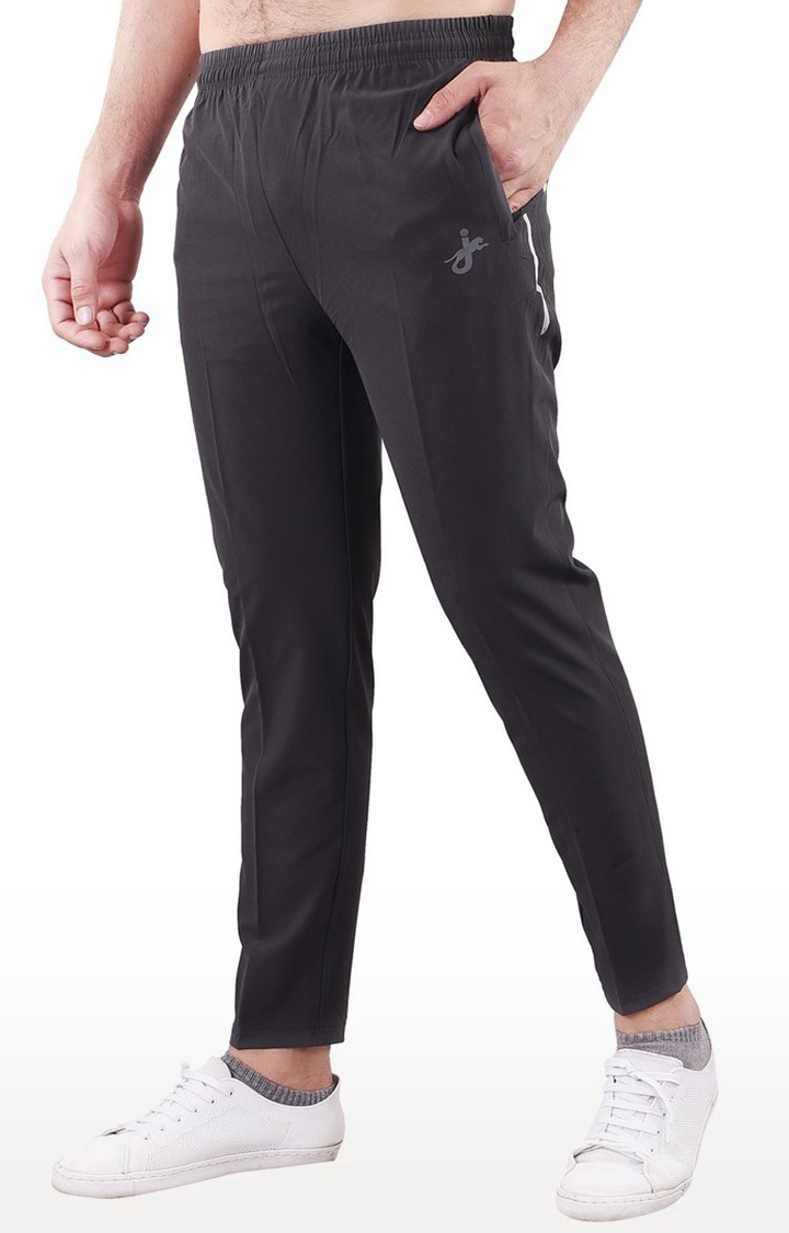 JAGURO | Grey Polyester Solid Track pant 2