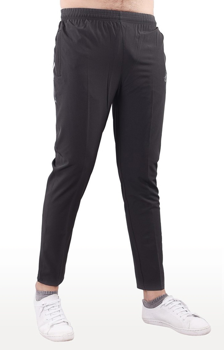 JAGURO | Grey Polyester Solid Track pant 3