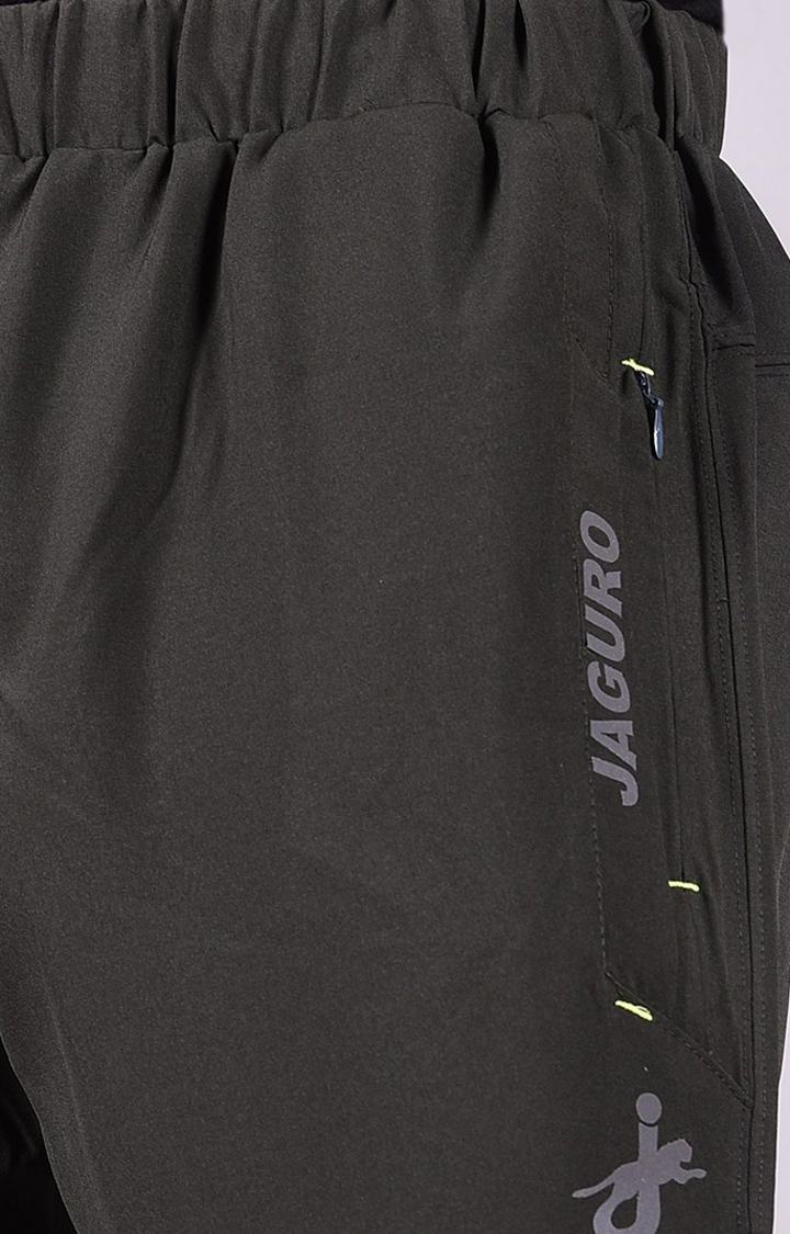 JAGURO | Olive Polyester Solid Track pant 5