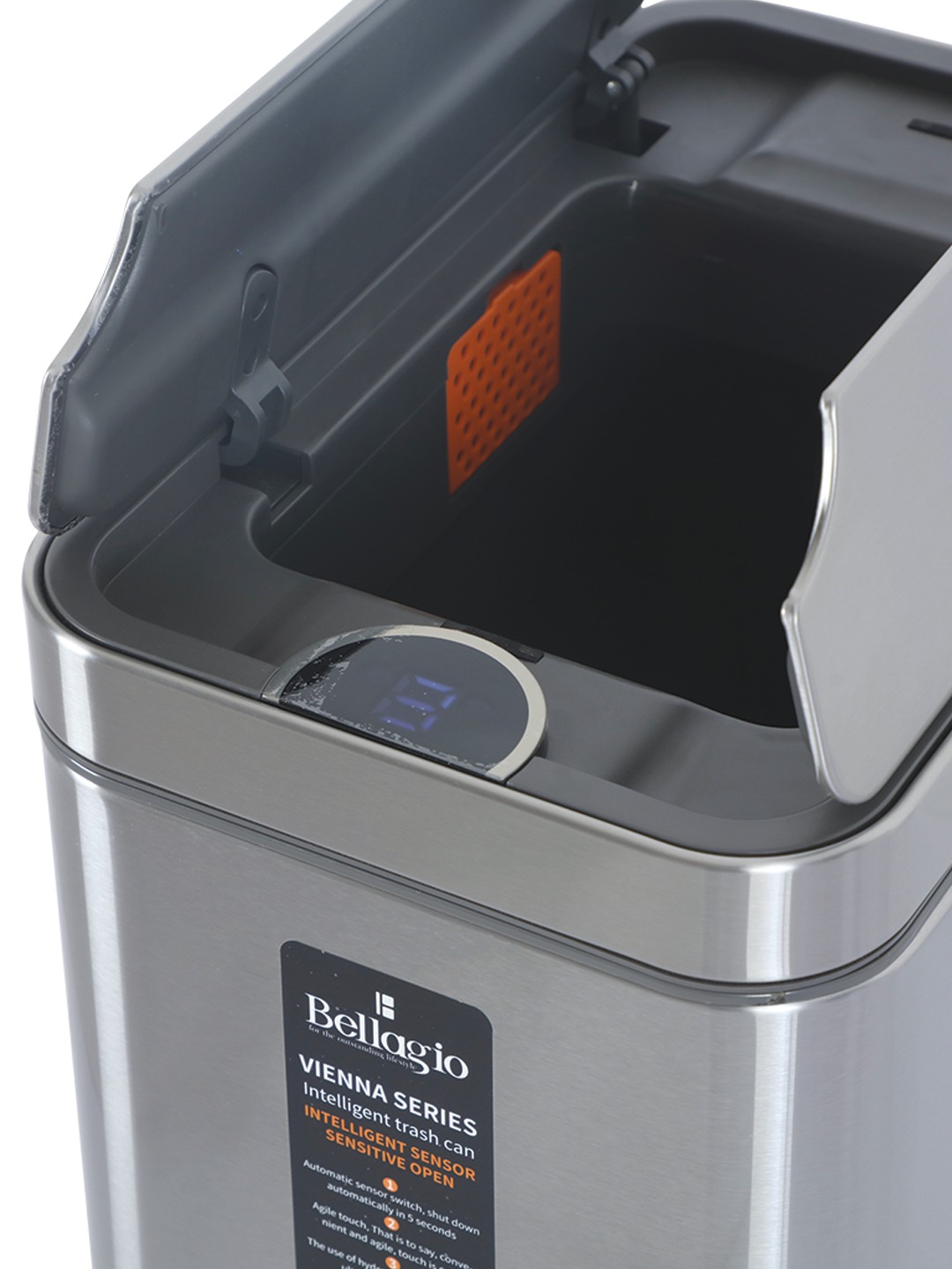 Bellagio Matt Steel 12L Sensor 410High-Quality Stainless Steel Intelligent Trash Can/DustBin With Legs