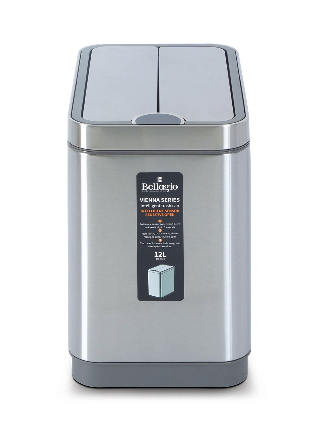 Bellagio Matt Steel 12L Sensor 410High-Quality Stainless Steel Intelligent Trash Can/DustBin With Legs