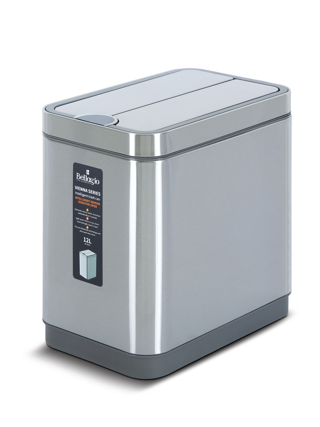 Bellagio Matt Steel 12L Sensor 410High-Quality Stainless Steel Intelligent Trash Can/DustBin With Legs