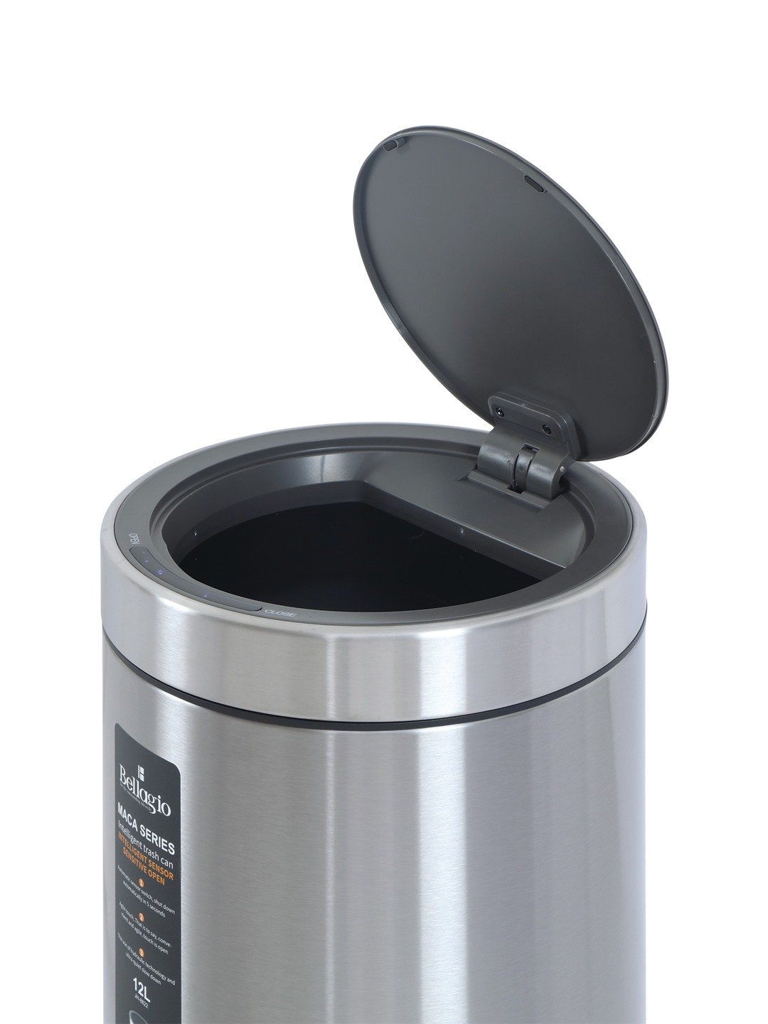 Bellagio MattSteel 12L Cylindrical Shape Sensor 410High-Quality Stainless Steel Intelligent Trash Can/DustBin